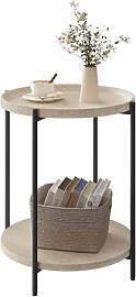 WOLTU Couchtisch rund, Beistelltisch mit 2