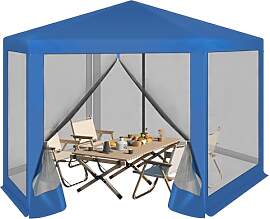 WOLTU Pavillon 3,8x3,3 m seckeckig, Gartenpavillon 