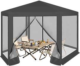 WOLTU Pavillon 3,8x3,3 m seckeckig, Gartenpavillon 