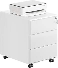 WOLTU Rollcontainer Metall, Mobiler Aktenschrank