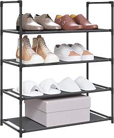 WOLTU Schuhregal mit 4 Ablagen Schuhablage Schwarz 