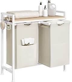 WOLTU Wäschekorb 2 Fächer, jedes 40 L,