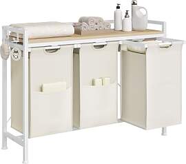 WOLTU Wäschekorb 3 Fächer, jedes 40 L,