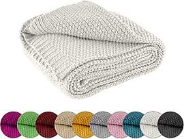 wometo Kuscheldecke Strick 140x190 weiß wollweiß 