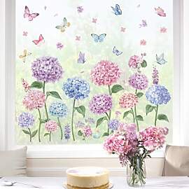 wondever Fenstersticker Blau Blumen Groß Fenster