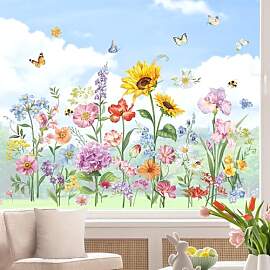 wondever Fenstersticker Blumen Frühling Fenster