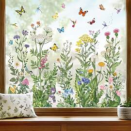 wondever Fenstersticker Frühling Wildblumen