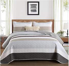 WONGS BEDDING Tagesdecke 220x240 Grau Braun