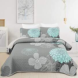 WONGS BEDDING Tagesdecke 220x240 Grün Blumen