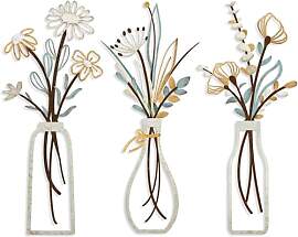 Wonninek 3Stück Metall Blumen Wanddekoration,