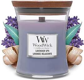 WoodWick mittelgroße Duftkerze im Sanduhrglas mit 