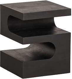 Woood Beistelltisch aus Mangoholz, schwarz, rund,