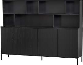 Woood Wandschrank Kiefer schwarz, 4 Türen -