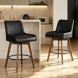 WOOW DEPOT Barhocker 2er Set mit Lehne, Federkern