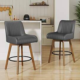 WOOW DEPOT Barhocker 2er Set mit Lehne, Federkern