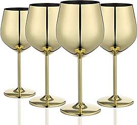 WOTOR Gold Weingläser 4er Set, 540ml Edelstahl