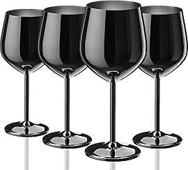 WOTOR Schwarze Weingläser 4er Set, 540ml