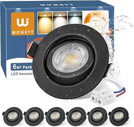 wowatt 6er LED Einbaustrahler 230V Schwarz 3