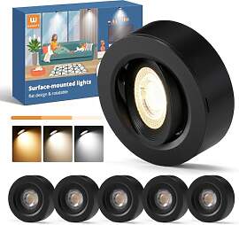 wowatt 6er Set Deckenspots Schwarz, 5.5W 550LM LED 