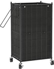 WOWLIVE Wäschekorb mit Rollen, Metalldrahtrahmen, 