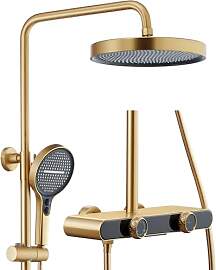 WRKMH Duschsystem Gebürstetes Zirkoniumgold,