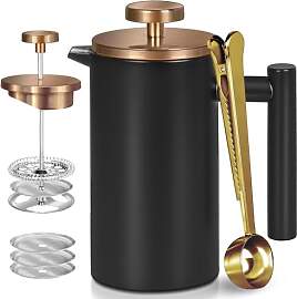 Wrobic Edelstahl French Press Kaffeepresse 600ml,