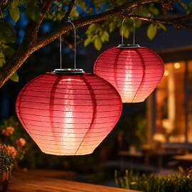 WRQIOO 2 Stück 30cm Solar Lampion, Solarlampions