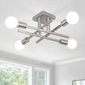 WTUOING Vintage Deckenlampe Silber, 4 Flammig