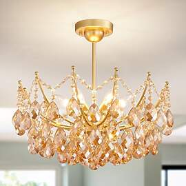 WUZUPS Kristall-Lampe 6-Wege Pendelleuchte Moderne 