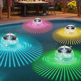 Wxeadu Poolbeleuchtung Solar, 4 Stück Schwimmende 