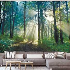 Wycian Wandteppich Wald Nebel Wandtuch Bäume