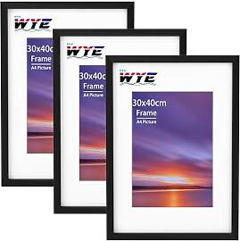 wyewye 30x40 cm Bilderrahmen 3er-Pack Holz, Acryl