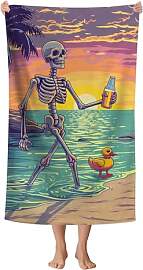 WZOMT Mikrofaser-Strandtuch mit Totenkopf-Motiv,