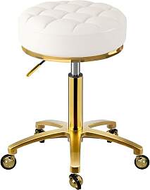 XCRFKGW Rollhocker Gold Hocker mit Rollen, Rund