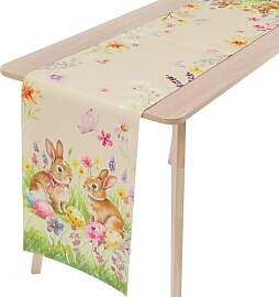 Xialvyu Osterdeko Tischläufer,Kaninchen Blumen