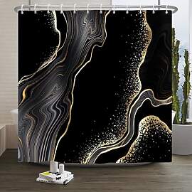 Xiaoterna Schwarzer Marmor Duschvorhang Gold Puder 