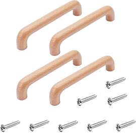 Xiciki 4 Stück Schrankgriffe Holz 128mm