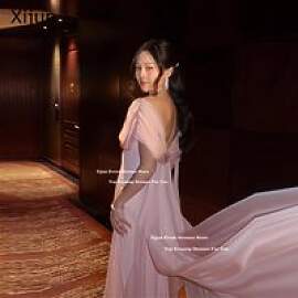 Xijun Rosa Chiffon Lange Abendkleider Schulterfrei 