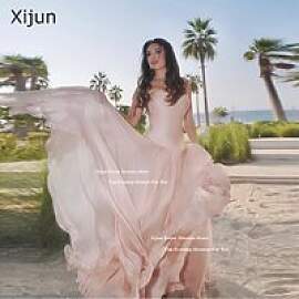 Xijun Rosa Seidensatin Lange Abendkleider