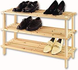 XL Schuhregal Natur Holz - 3 Böden Holz