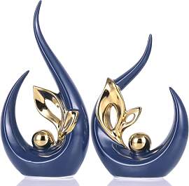 XMGZQ Blau und Gold Keramik Statue Satz von