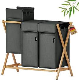 XMHome Faltbarer Wäschekorb 148L mit 3