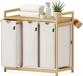 XMHome Wäschekorb 3 Fächer148L großer