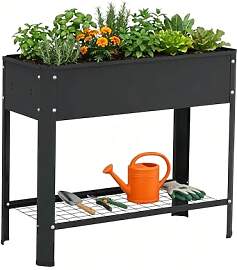 XMTECH Hochbeet Metall 80x35x80 cm Schwarz –