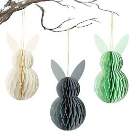 XQMMGO 3 Stück Osterdeko Wabenhase Set, Osterhase 