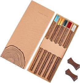 XRVRILE 5 Paar Essstäbchen Holz Set mit 2