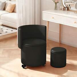 XUEGW Runder Schminkstuhl mit Stauraum Drehbarer