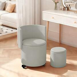 XUEGW Runder Schminkstuhl mit Stauraum Drehbarer