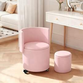 XUEGW Runder Schminkstuhl mit Stauraum Drehbarer