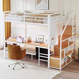 Xwiny Kinderbett Hochbett mit LED &